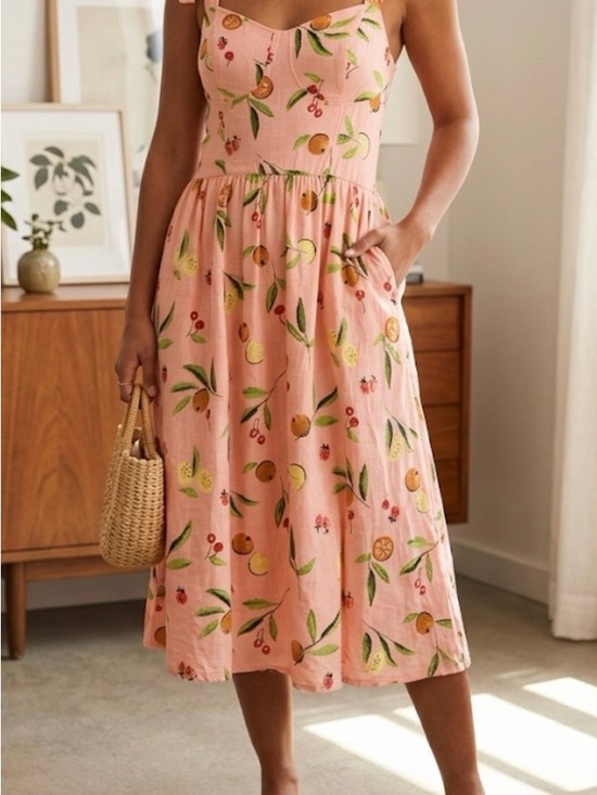 LC Lauren Conrad Dresses & Skirts - Pinkish Fruit Print Sundress